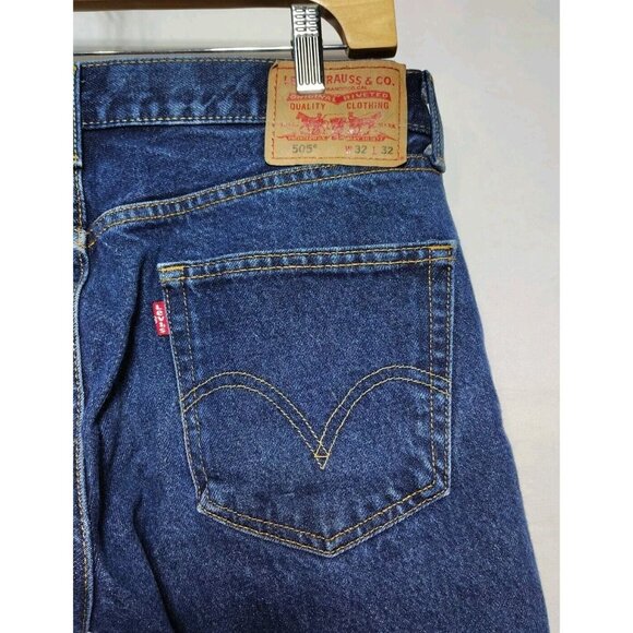 Vintage Levi's 505 Straight Fit Men's Jeans Size 32x32 Dark Wash Denim Cotton - Picture 10 of 13
